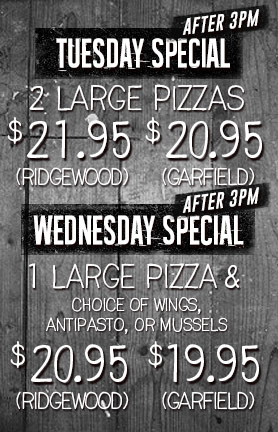 Tuesday Wednesday Night Pizza Specials